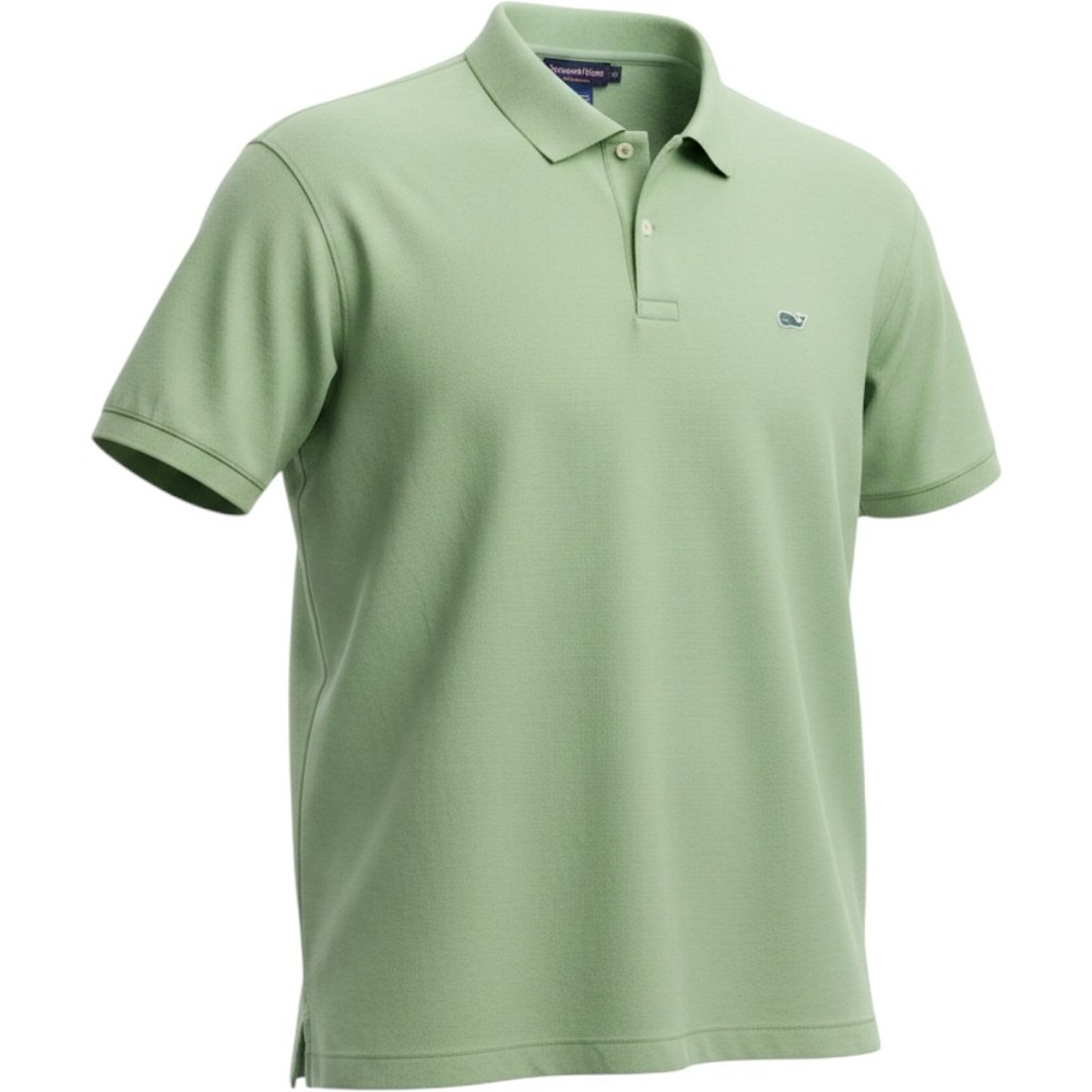 Vineyard Vines Polo Shirt Mens L Green Lime Pique Cotton Whale Logo Short Sleeve